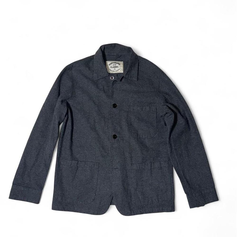 Portuguese Flannel Labura Chore Jacket Gray Wool Cotton Blend Mens Medium M